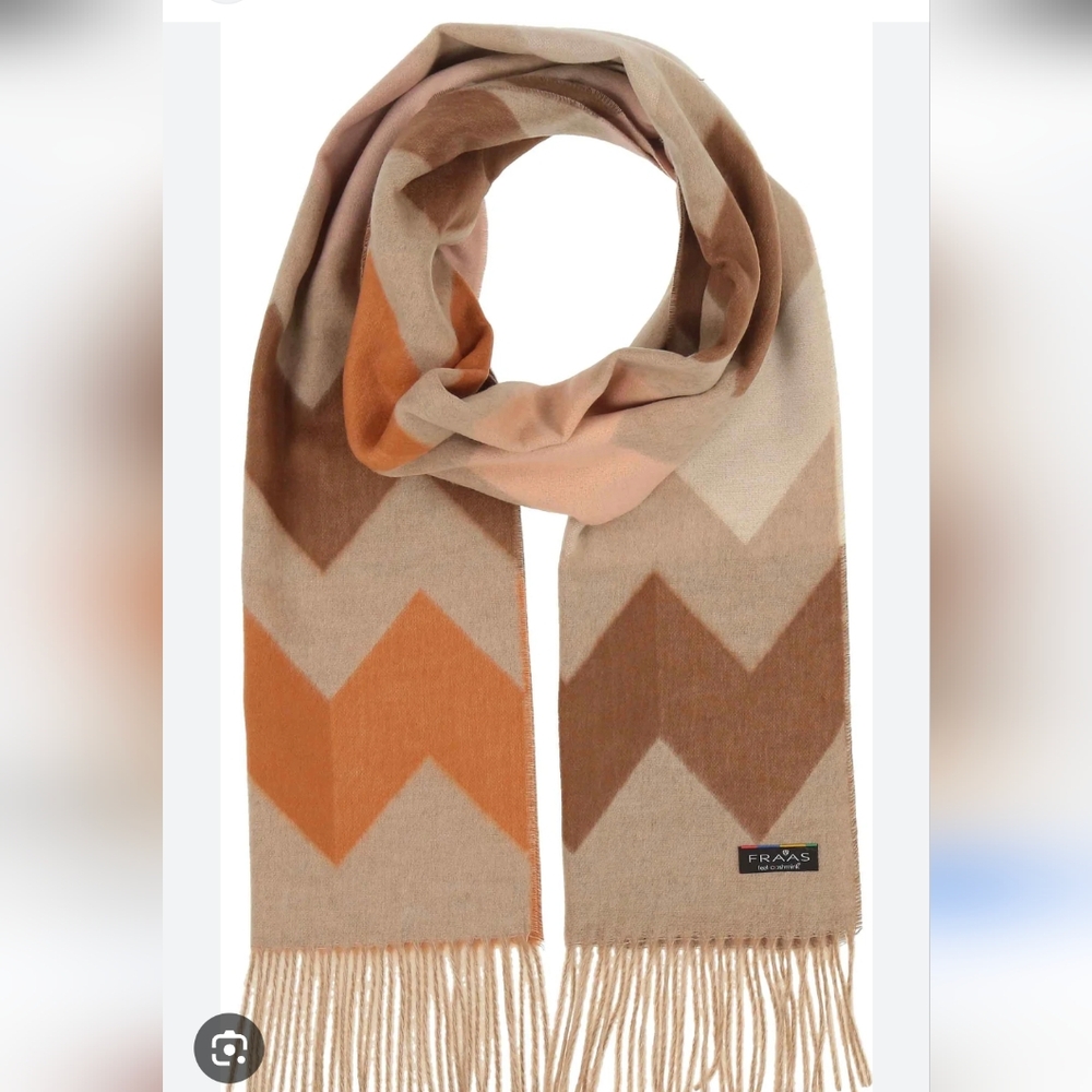 Fraas Exploded Zig Zag Cashmink Chevron Pattern Scarf NWT